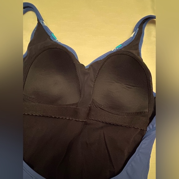 Krista Size 12 one piece light blue bathing suit with side stripes. - Picture 4 of 8